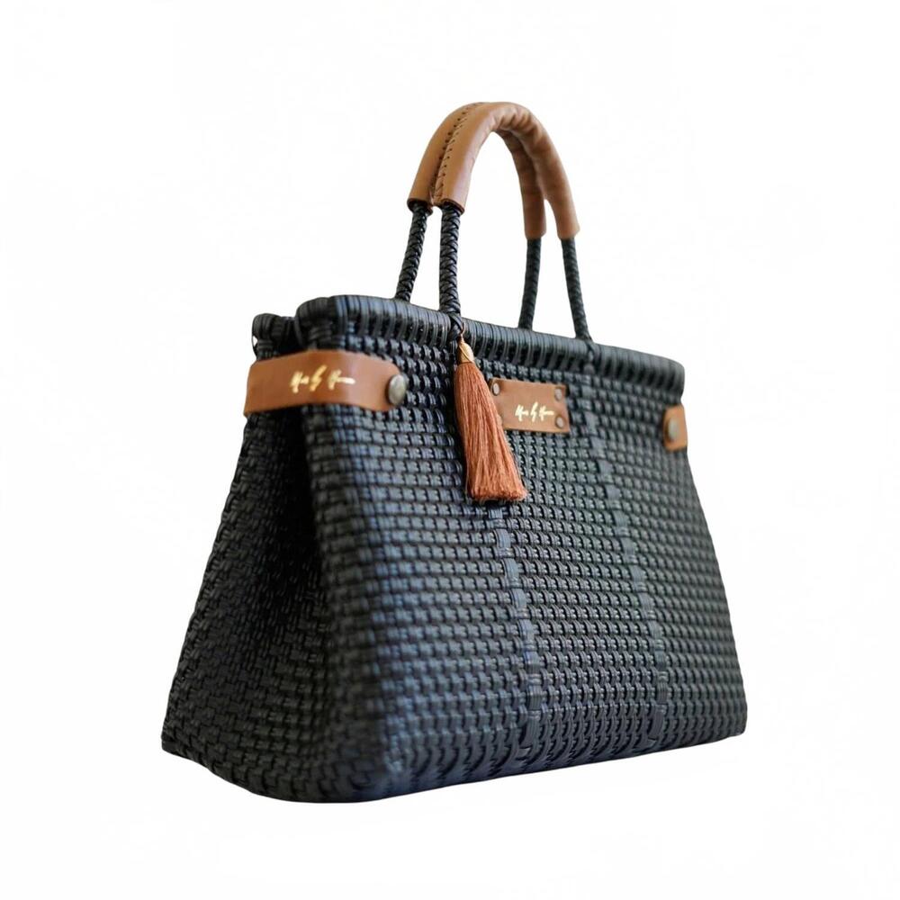 NEW MAVIS BY HERRERA women's elegant handcrafted woven bag in black